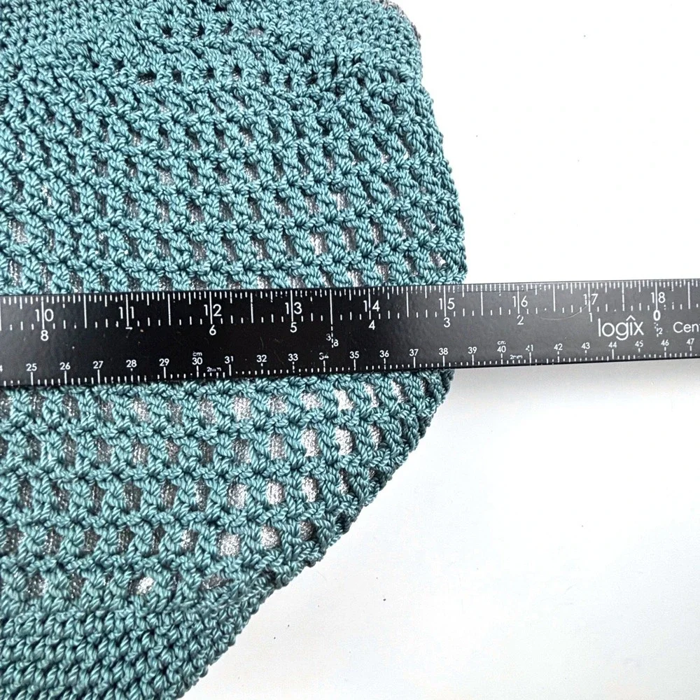 The Sak Crochet Hobo Bag Women Medium Teal Grey Boho Knit Shoulder Bag Boho